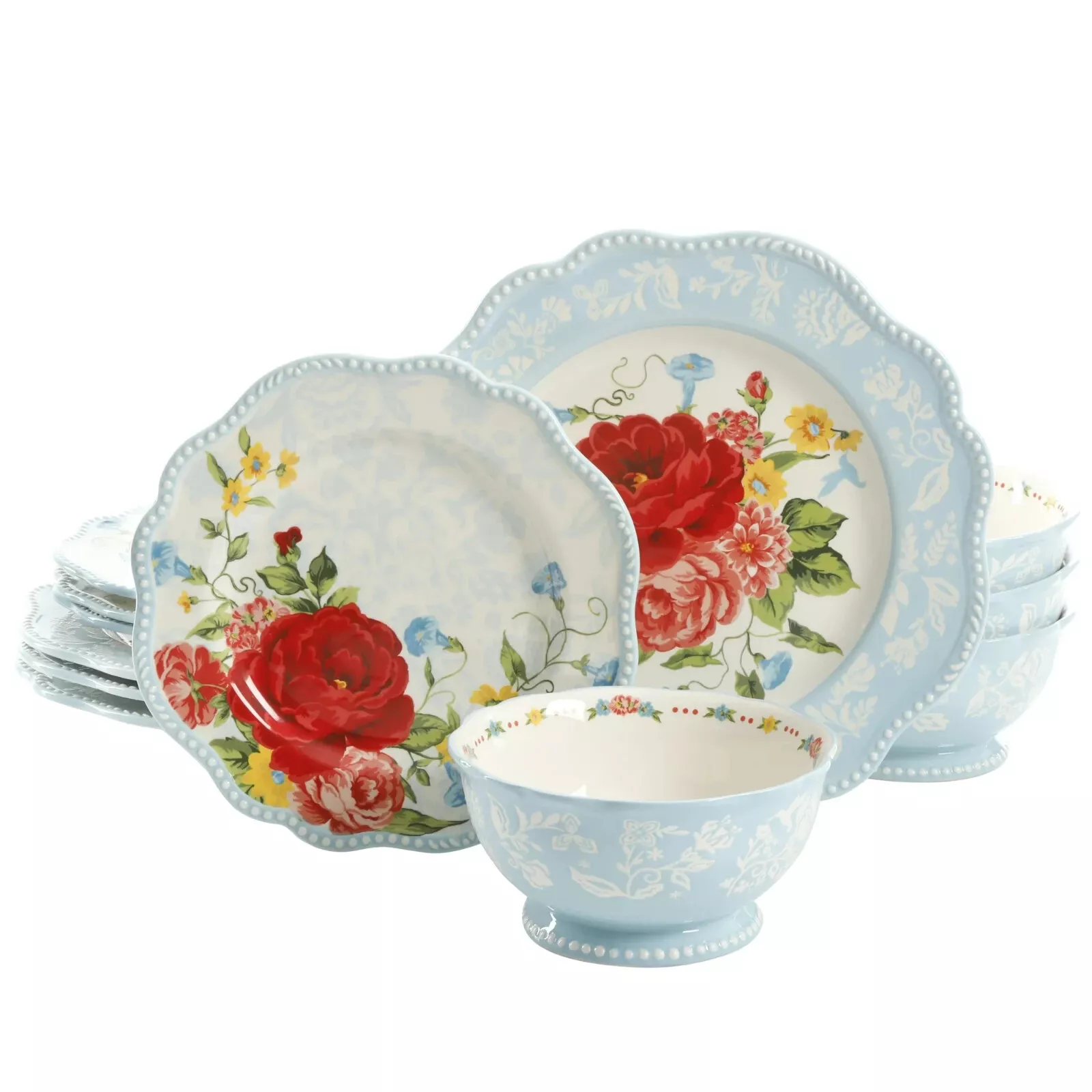 The Pioneer Woman Sweet Rose 12-Piece Dinnerware Set The Pioneer Woman Sweet Rose 12-Piece Dinnerware Set